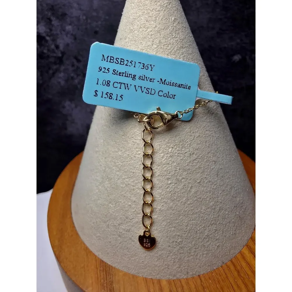 1.08 CTW Moissanite & Mother of Pearl Floral Bracelet in Gold Over Silver